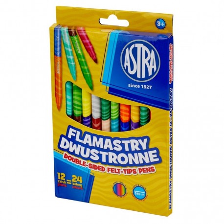 ASTRA Flamastry Zestaw Flamastrów Dwustronnych 24 Kolory 7462