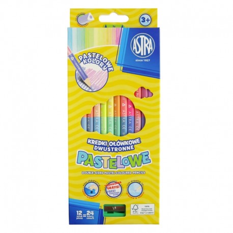 ASTRA Kredki Kredki Ołówkowe Dwustronne Pastelowe 24 Kolory 3713