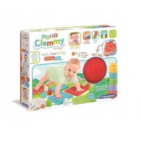 CLEMENTONI Soft Clemmy Miękkie Klocki i Maty ŚCIEŻKA SENSORYCZNA 16 el. 17352