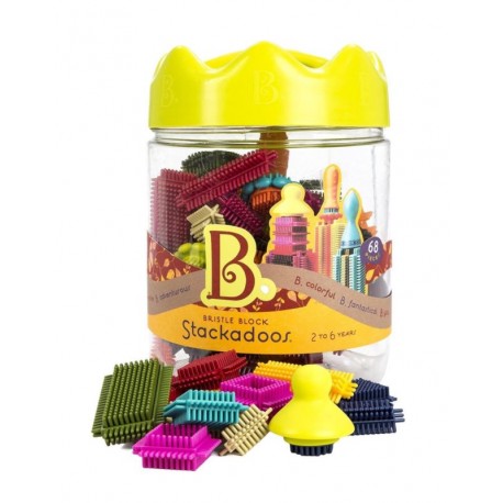 B.TOYS BX1175Z Bristle Blocks - Klocki Jeżyki w Wielkim Słoiku - ZESTAW PODSTAWOWY - 68 el.