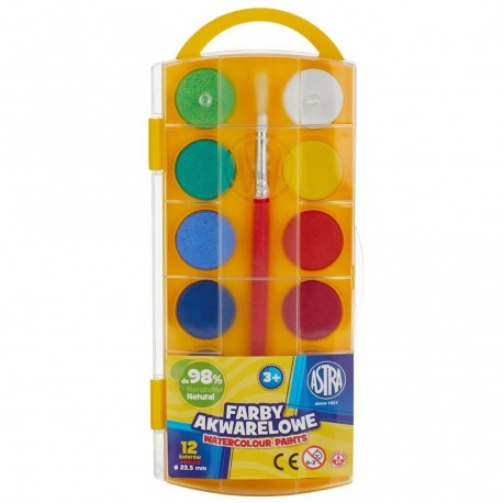 ASTRA Farby Akwarelowe z Pędzelkiem w Etui 12 KOLORÓW 0212